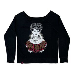 Vintage Fatal Clothing Women’s Sweatshirt Size XL Y2K Tattoo Art Roses